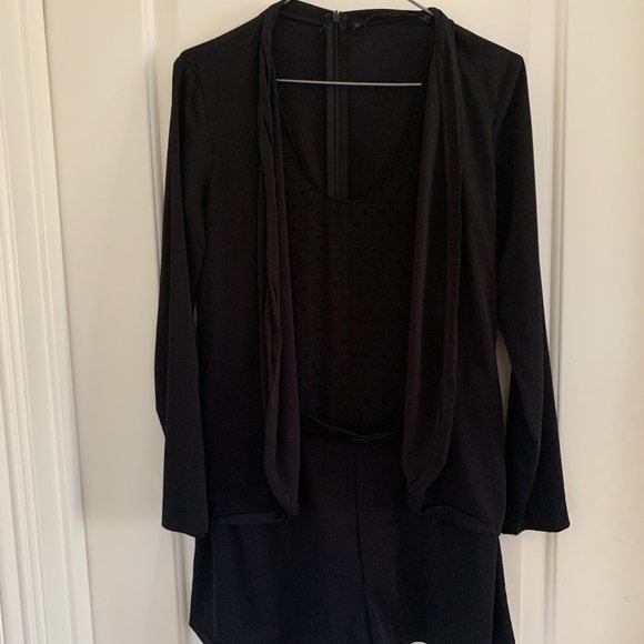 black zara one piece outfit - blazer shorts and see through polka dot top! - Picture 2 of 2